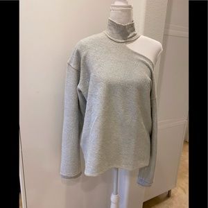 NEW RtA Langley Sweater Cut-out Shoulder Detail Metallic Terry Sweatshirt